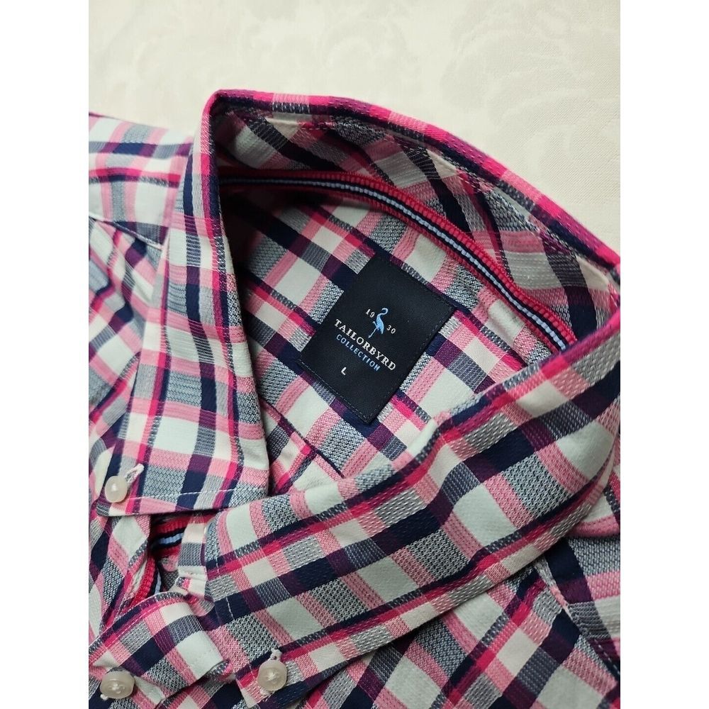 TAILORBYRD 1930 Collection RED WHITE‎ BLUE Plaid Gingham Long Sleeve Shirt Large - Picture 2 of 11